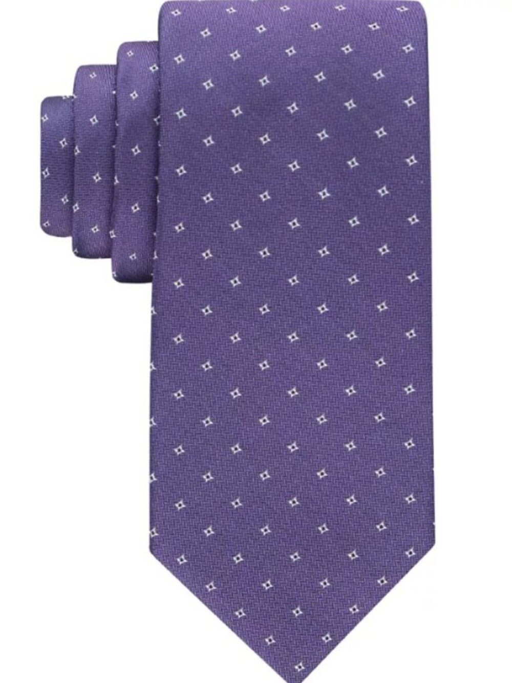 Calvin Klein Mens Herringbone Star-Dot Tie Purple